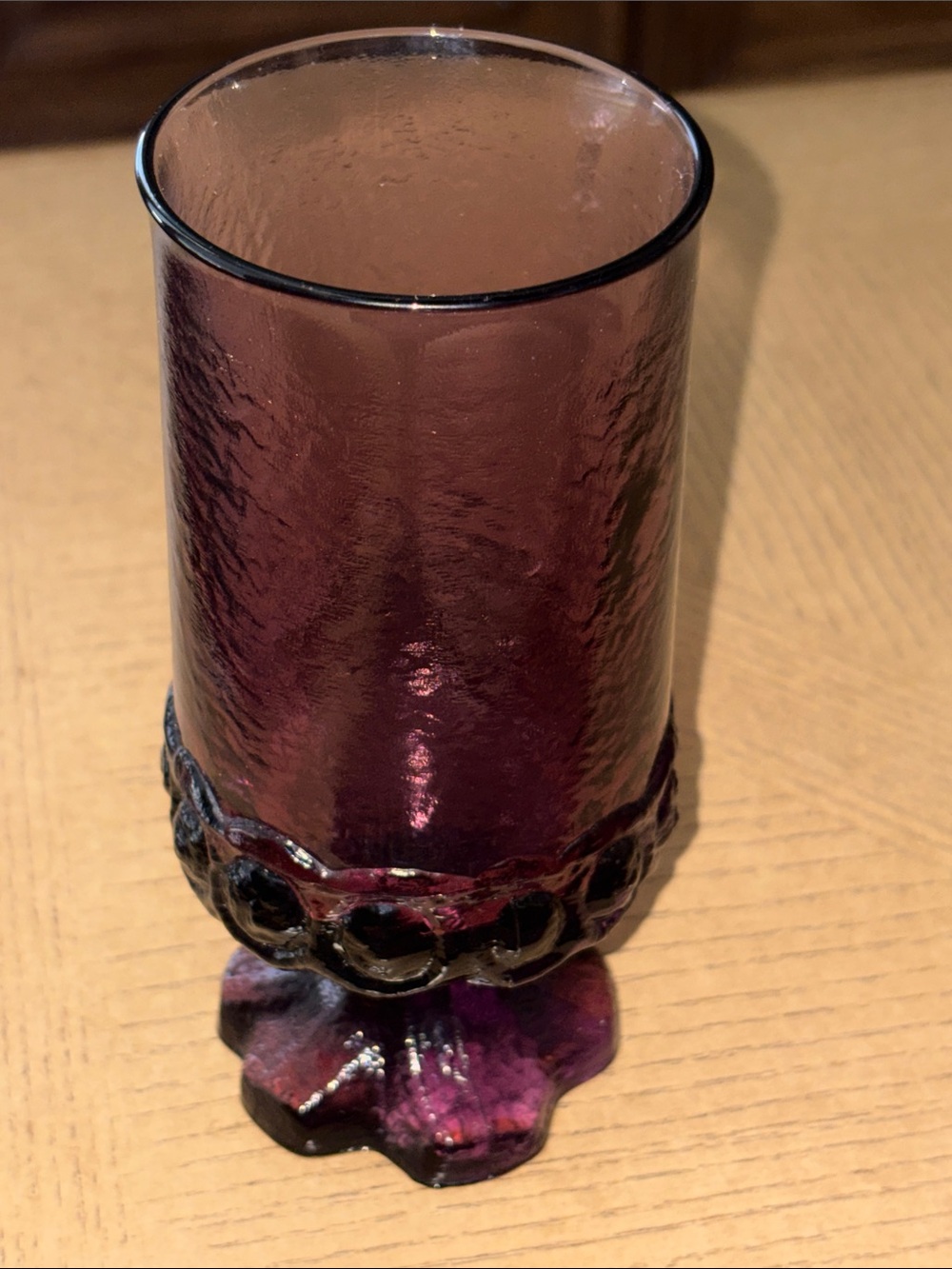 Purple Pressed Glass Goblet